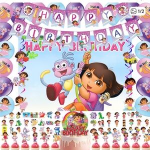 NEW - Dora the Explorer Pink Birthday Decoration Kit for Kids